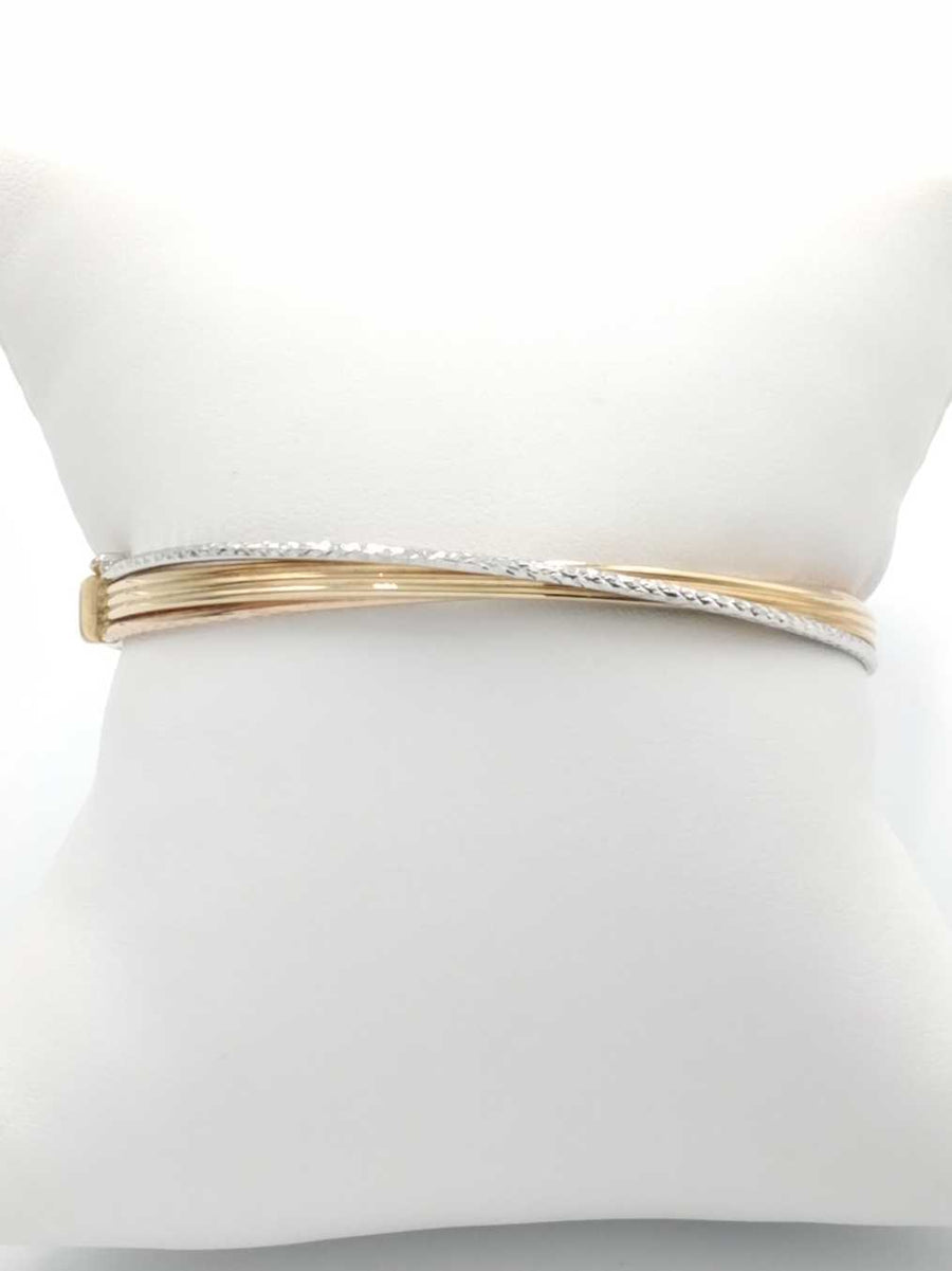 Bangle Bracelet - Tricolor Gold 14k (.585) 6.3 grams 5 inch