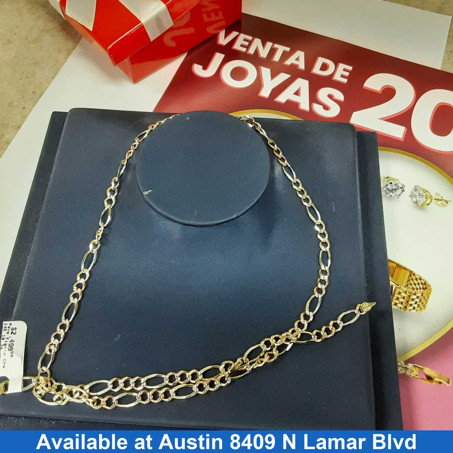 Figaro Chain - Tricolor Gold 14k (.585) 18.3 grams 22 inch