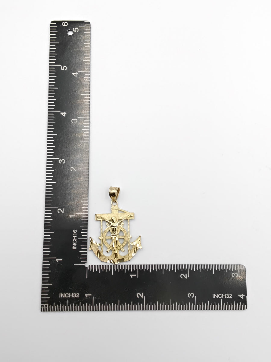 10k Gold Crucifix Anchor Mariner's Cross Pendant (.417) 4.1 grams