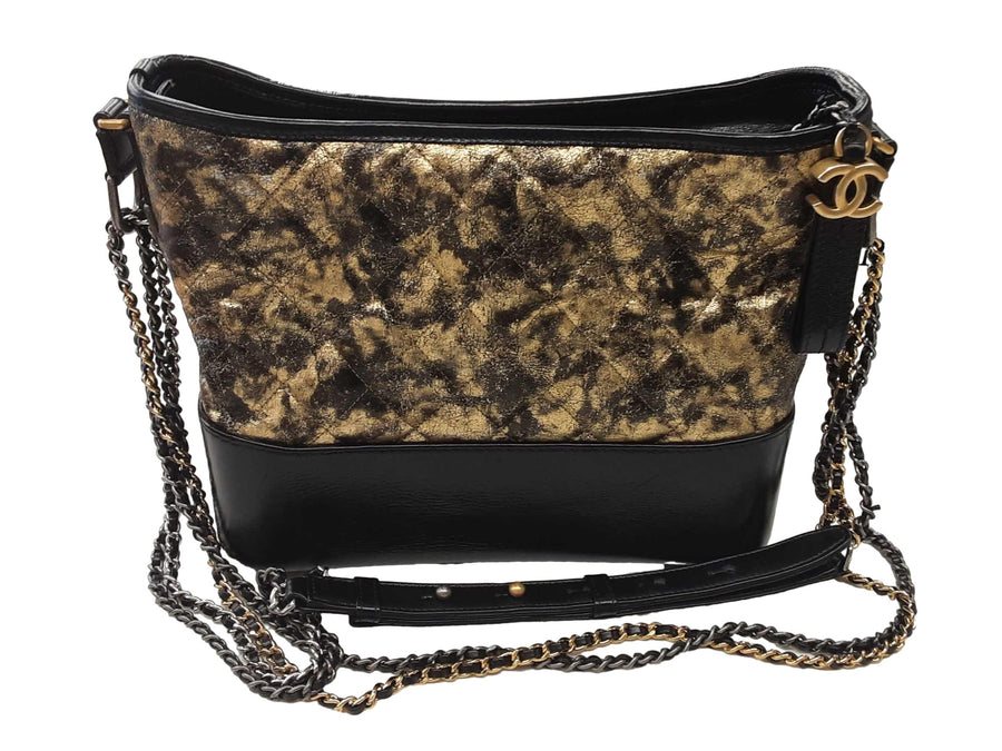 Chanel Crumpled Goatskin Gabrielle Hobo Gold Purse / Handbag
