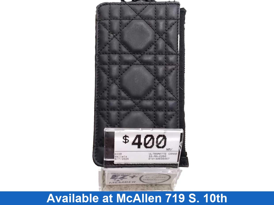 Dior Ultramatte Cannage Calfskin Black Wallet
