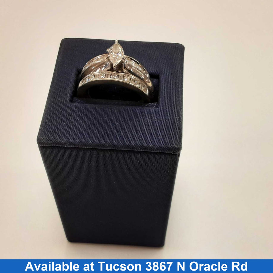 Ring - Wedding Set - White Gold 14k (.585) 8.4 grams Size 9.5