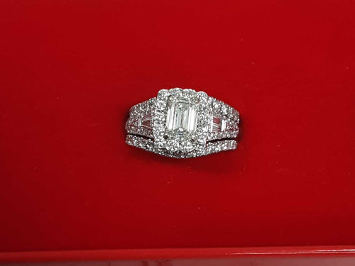Ring - Wedding Set - White Gold 14k (.585) 10.6 grams Size 6.5