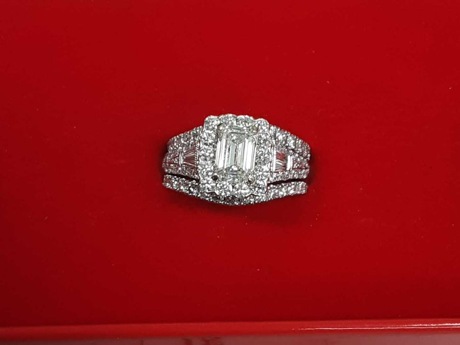 Ring - Wedding Set - White Gold 14k (.585) 10.6 grams Size 6.5