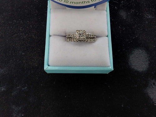Ring - Wedding Set - White Gold 14k (.585) 6 grams Size 6.5