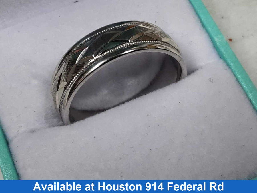 Ring - Wedding Band - White Gold 14k (.585) 9.3 grams Size 10.5