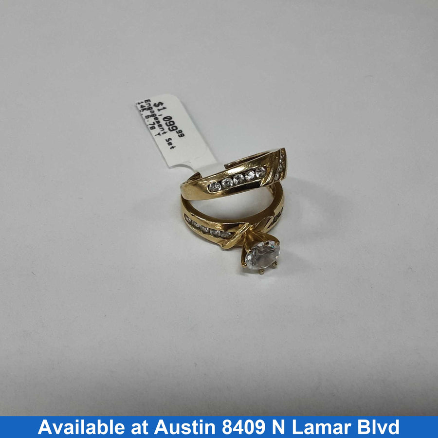 Ring - Engagement Set - Yellow Gold 14k (.585) 6.7 grams Size 7