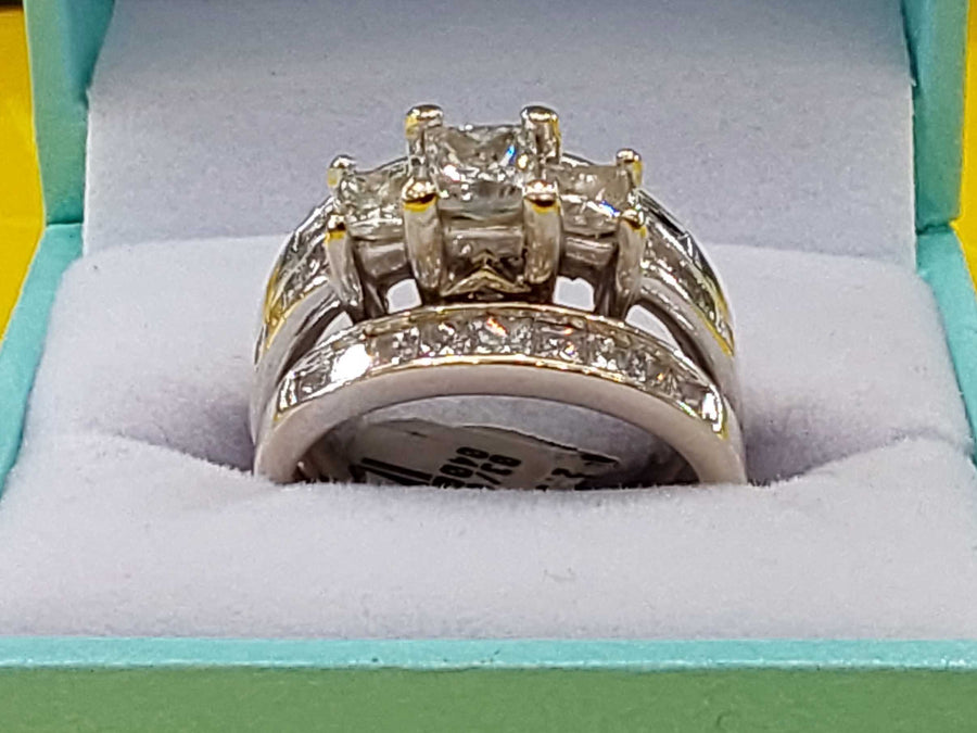 Ring - Wedding Set - White Gold 14k (.585) 9.5 grams Size 7