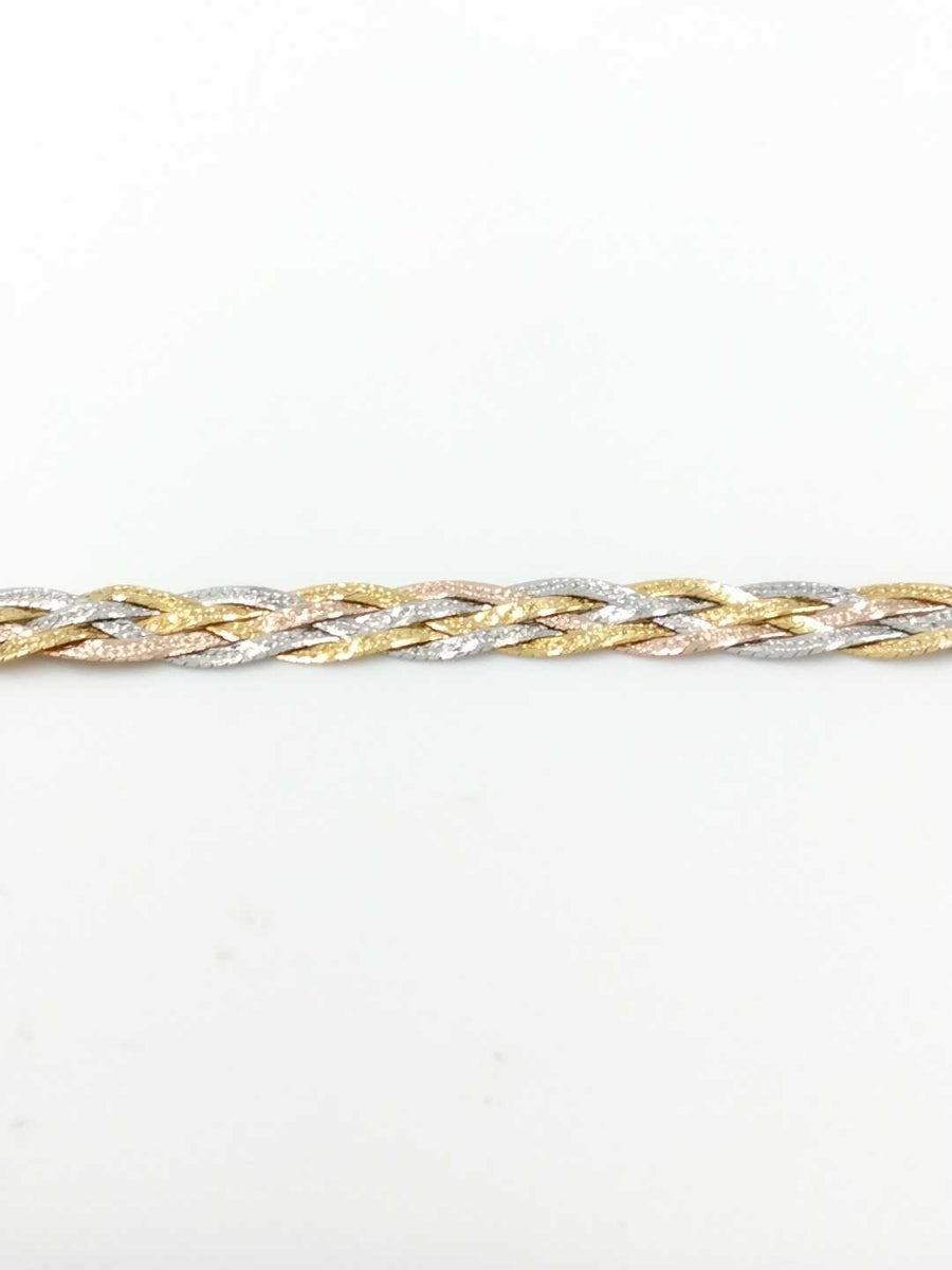 Woven Bracelet - Tricolor Gold 14k (.585) 6.4 grams 8 inch