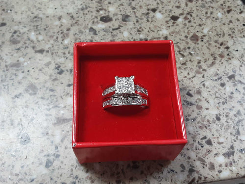 Ring - Wedding Set - White Gold 14k (.585) 8.8 grams Size 7