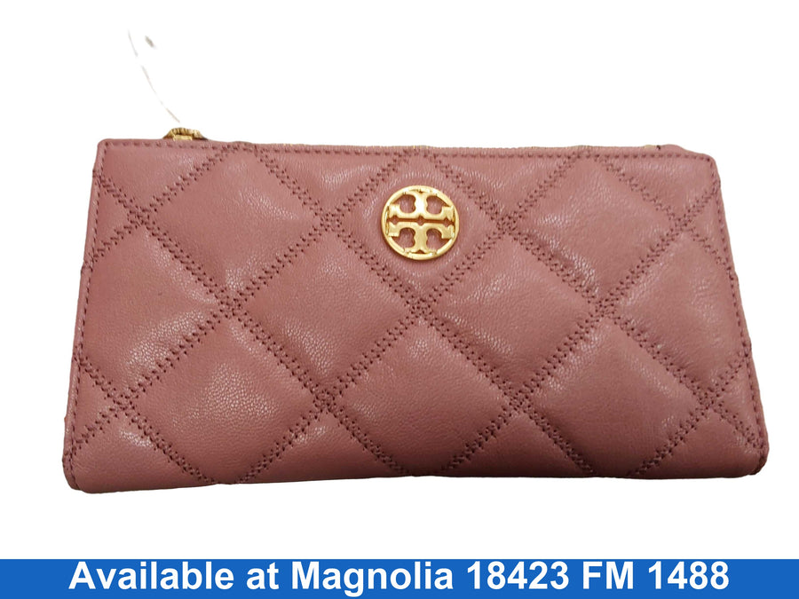 Tory Burch Tory Burch Pink Magnolia Quilted Leather Willa Wal Pink Wallet