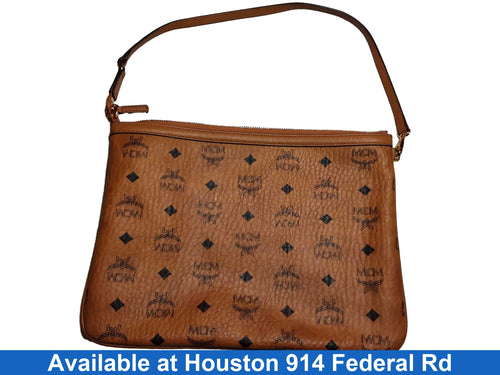 Mcm Medium Visetos Original Leather Pouch Brown Purse / Handbag