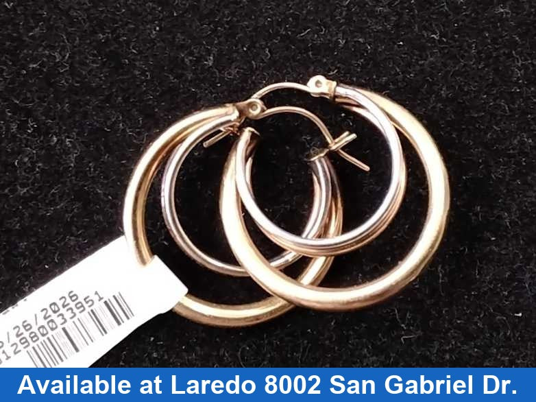 Hoop Earrings - Tricolor Gold 14k (.585) 3.2 grams