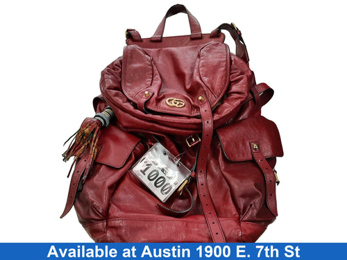 Gucci Rebelle Cherry Red Calfskin Multipocket Backpack Red Purse / Handbag
