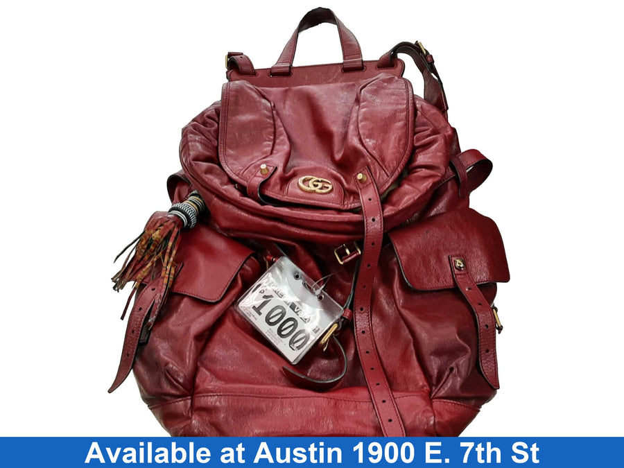 Gucci Rebelle Cherry Red Calfskin Multipocket Backpack Red Purse / Handbag