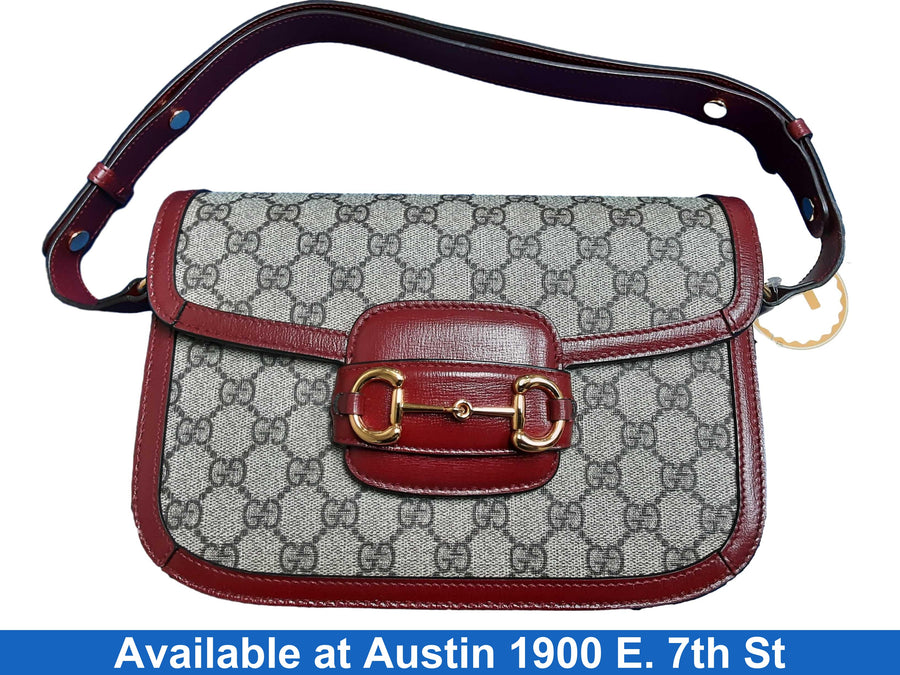 Gucci 1955 Horsebit Shoulder Bag Supreme Red Purse / Handbag