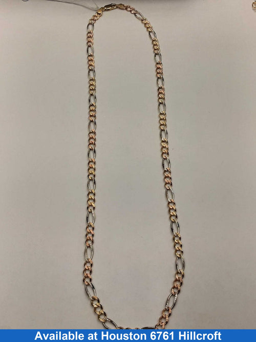 Figaro Chain - Tricolor Gold 14k (.585) 17.6 grams 22 inch