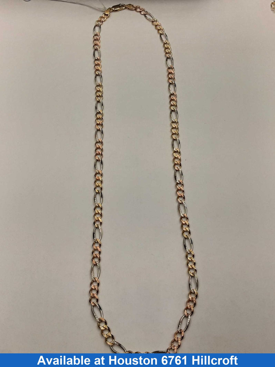 Figaro Chain - Tricolor Gold 14k (.585) 17.6 grams 22 inch