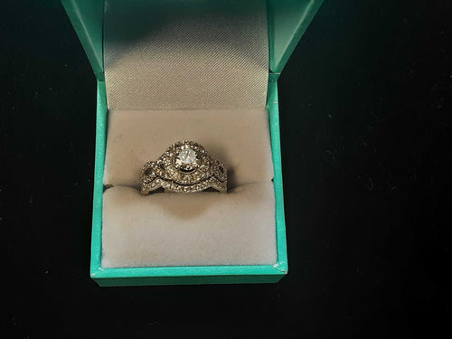 Ring - Engagement Set - White Gold 14k (.585) 8.9 grams Size 6.5