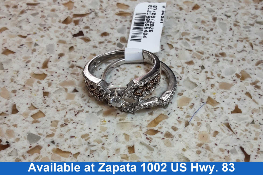 Ring - Engagement Set - White Gold 14k (.585) 4.9 grams Size 7.5