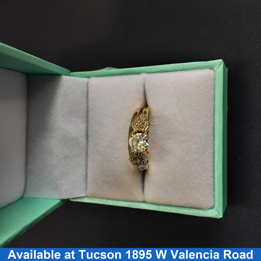 Ring - Engagement Set - Yellow Gold 14k (.585) 4.6 grams Size 7.5