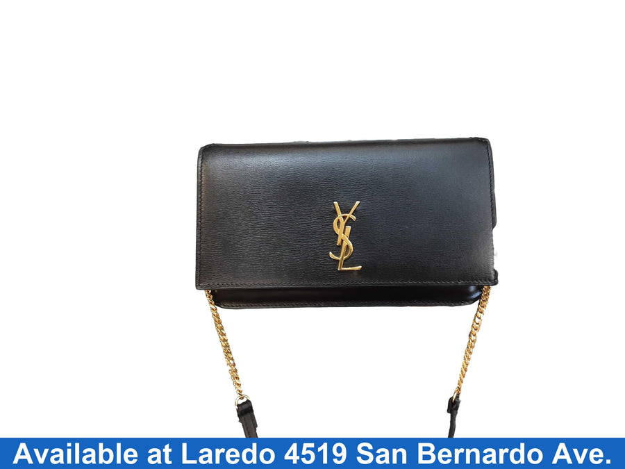 Yves Saint Laurent Kate Clutch In Grain De Poudre Leather Black Purse / Handbag