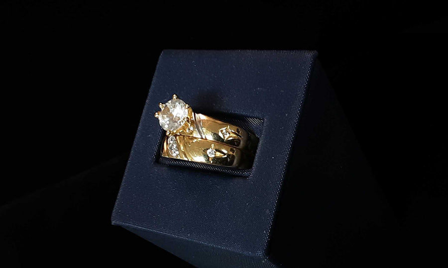 Ring - Engagement Set - Yellow Gold 14k (.585) 5 grams Size 9.5