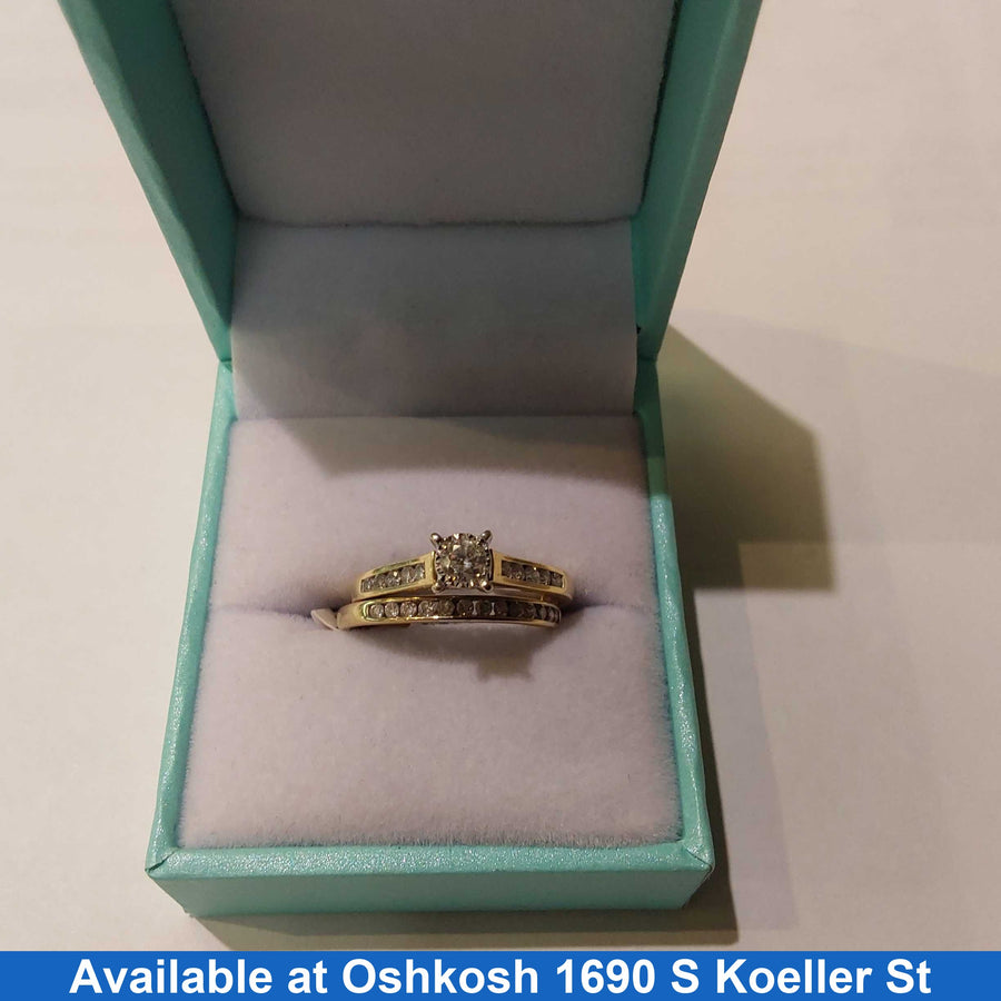 Ring - Engagement Set - Yellow Gold 10k (.417) 3 grams Size 7