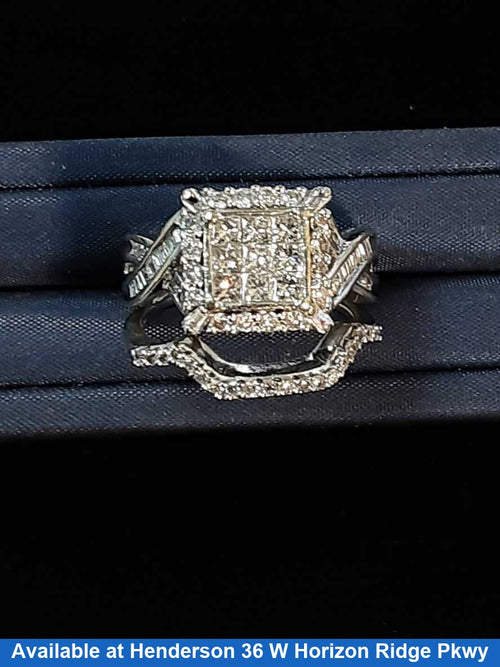 Ring - Engagement Set - White Gold 10k (.417) 7 grams Size 7.5