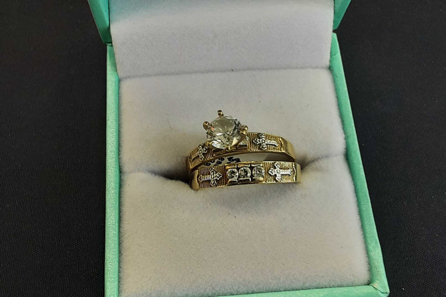 Ring - Engagement Set - Yellow Gold 10k (.417) 3.3 grams Size 20
