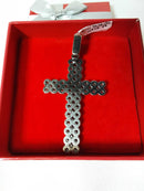 10k White Gold Diamond Cross Pendant