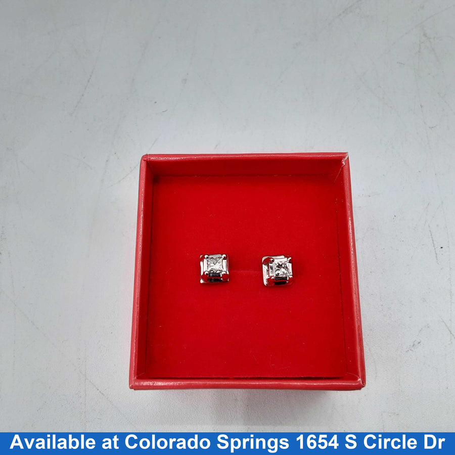 Double Stud Earring - White Gold 14k (.585) 2.5 grams
