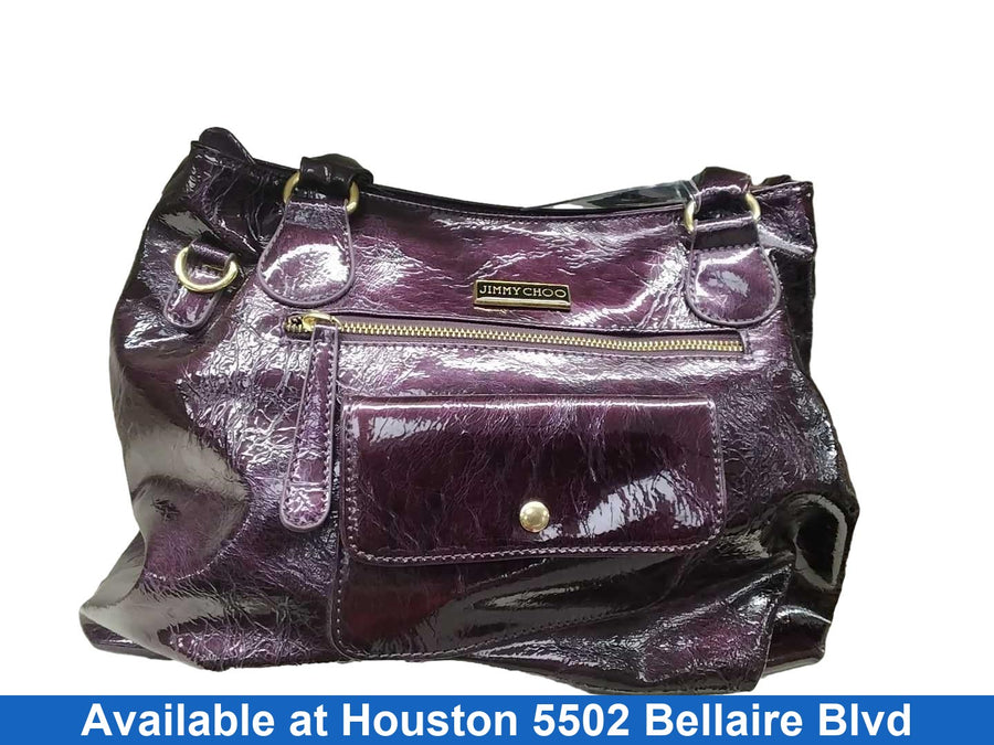 Jimmy Choo Longchamp Maroon Patent Leather Purple Purse / Handbag