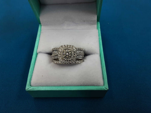 Ring - Wedding Set - White Gold 14k (.585) 7.2 grams Size 5