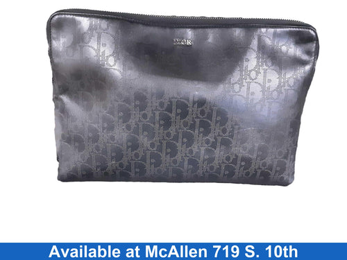 Christian Dior Leather Oblique Clutch Bag With Total Pattern Black Purse / Handbag