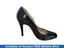 Christian Louboutin 100 Black Patent Round Toe Stiletto Heels Black