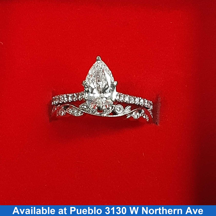 Ring - Wedding Set - White Gold 14k (.585) 3.9 grams Size 5.5