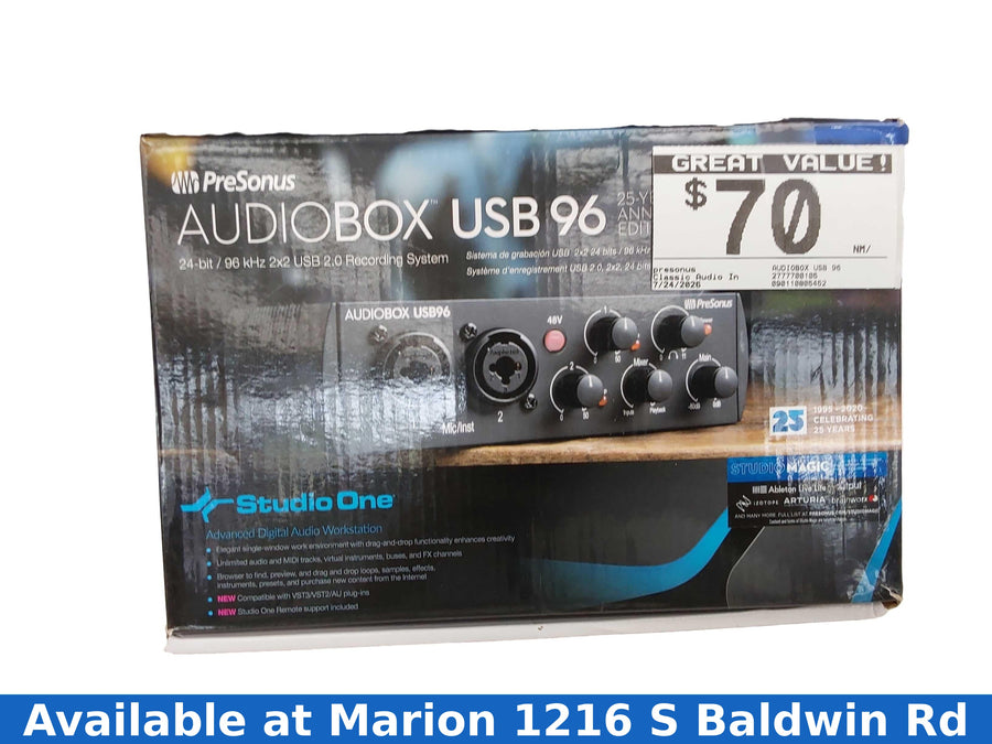 Presonus Audiobox Usb 96 Black Classic Audio Interface
