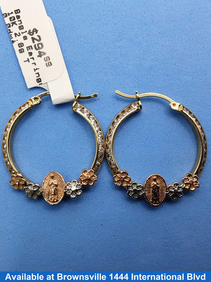 Bangle Earrings - Tricolor Gold 10k (.417) 2.8 grams