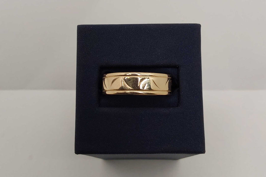 Ring - Wedding Band - Yellow Gold 14k (.585) 3.55 grams Size 12