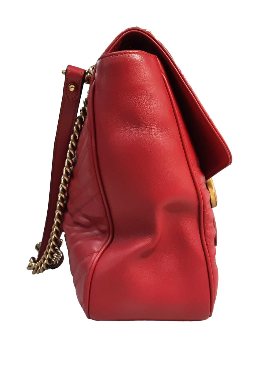 Gucci Gg Marmont Large Shoulder Bag Red Purse / Handbag