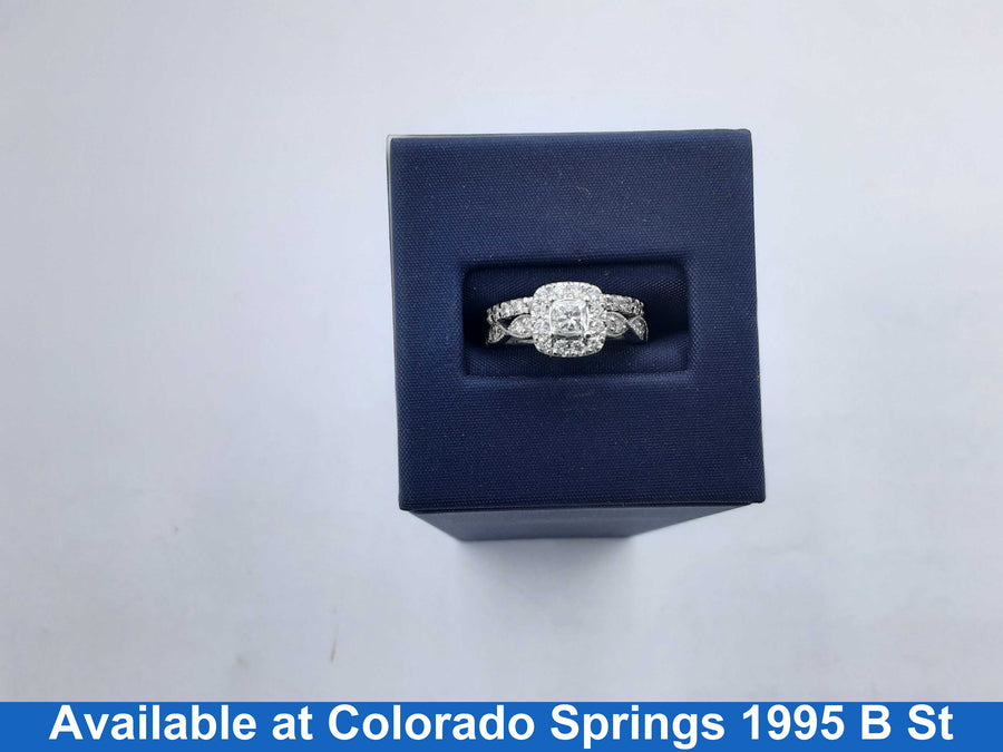 Ring - Wedding Set - White Gold 14k (.585) 4.2 grams Size 4.5