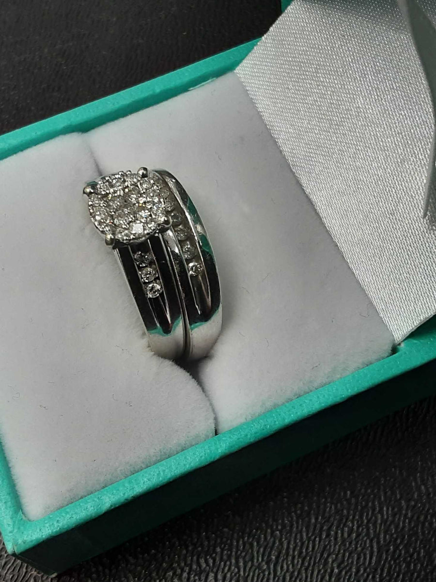 Ring - Wedding Set - White Gold 10k (.417) 6.8 grams Size 8