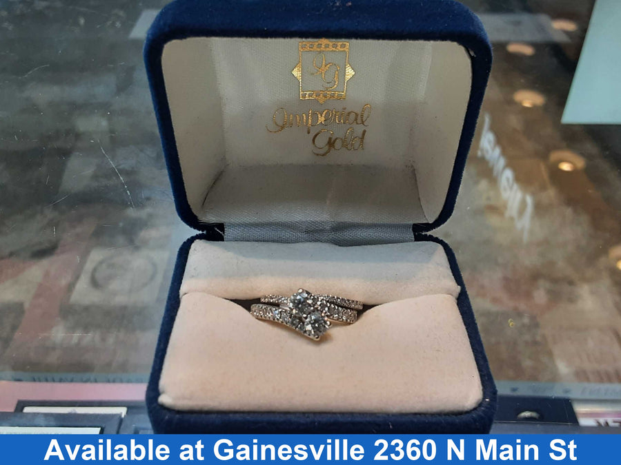 Ring - Wedding Set - White Gold 14k (.585) 6.1 grams Size 6.5