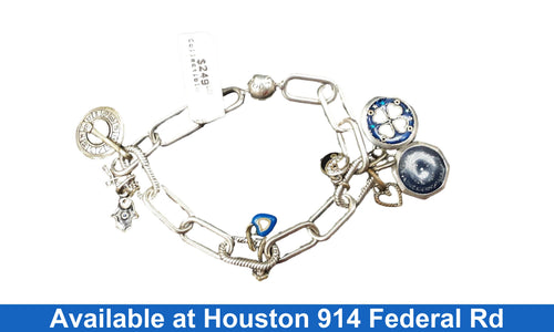 Pandora Snake Chain Bracelet W 9 Charms Silver Other Collectible