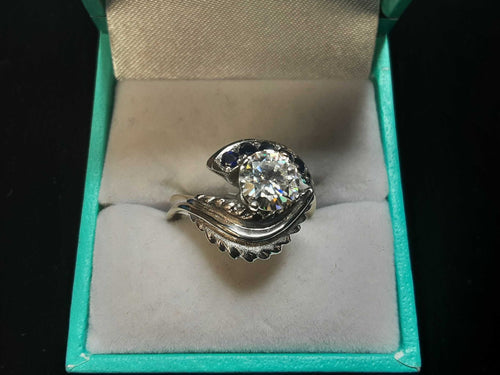 Ring - Engagement Set - White Gold 14k (.585) 8.5 grams Size 6.5