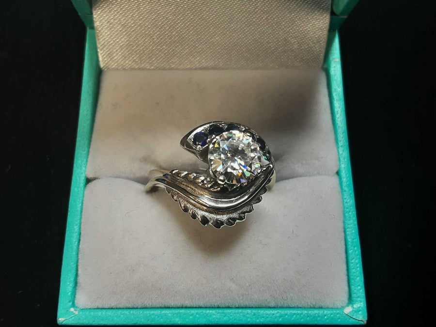 Ring - Engagement Set - White Gold 14k (.585) 8.5 grams Size 6.5