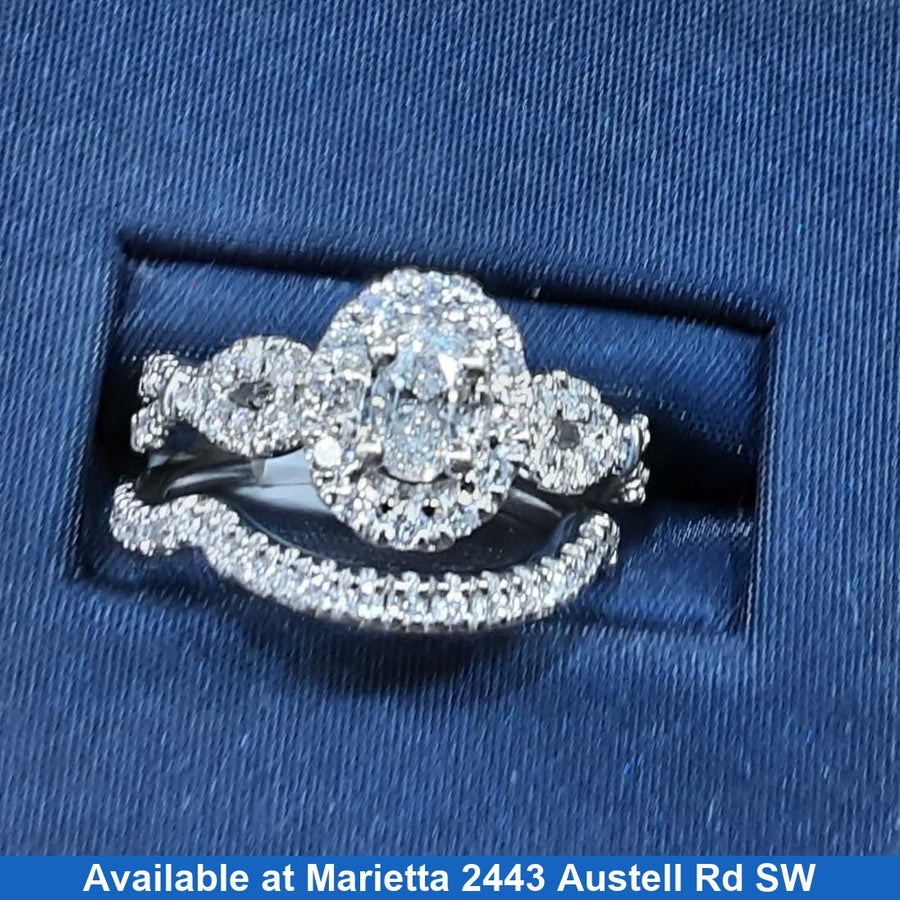 Ring - Wedding Set - White Gold 14k (.585) 5.2 grams Size 7