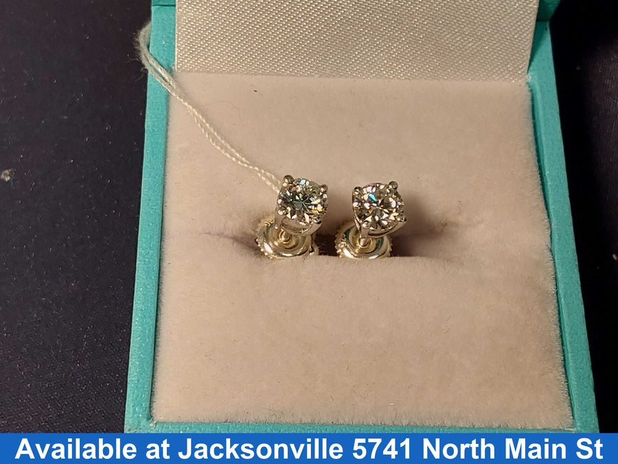 Double Stud Earrings - White Gold 14k (.585) 1.5 grams