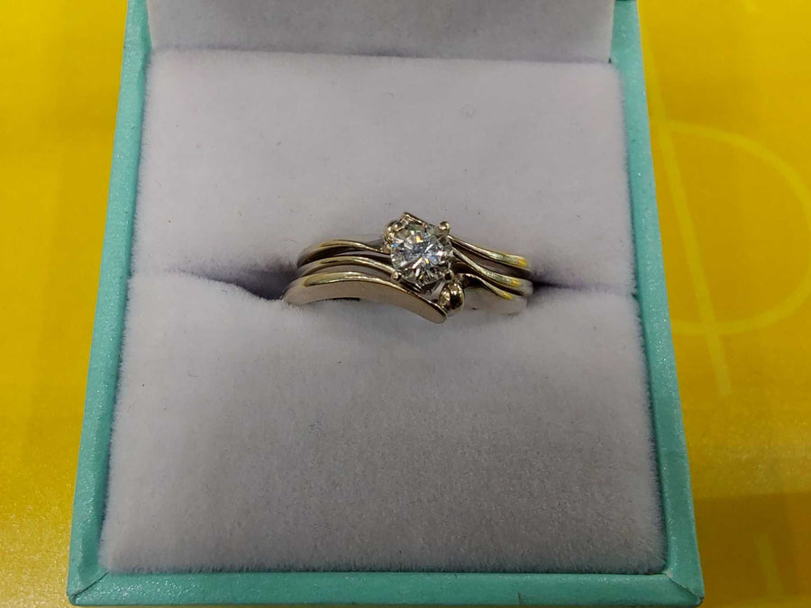 Ring - Wedding Set - White Gold 14k (.585) 4.5 grams Size 6.5